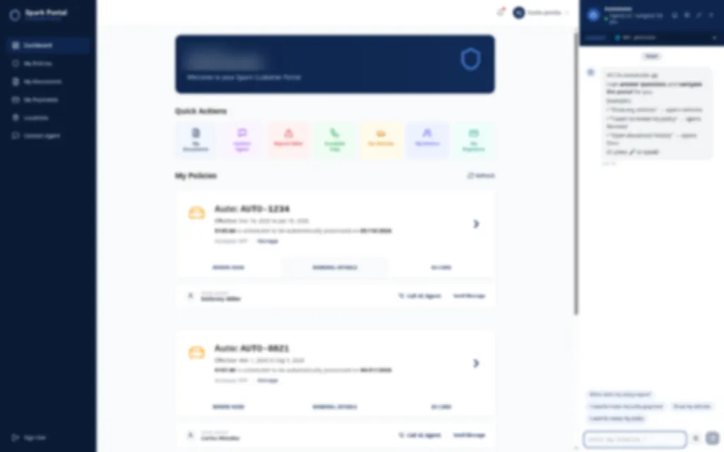 Spark Portal customer dashboard with the Spark Navigator assistant open